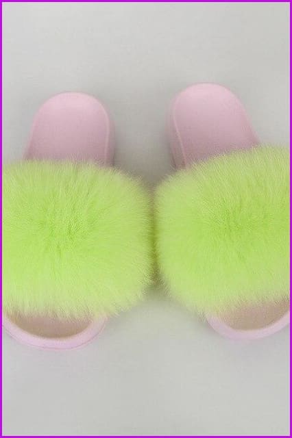 {5-7 days wait for make} Pink Sole Normal Fluffy Fur Slides Mix Style F576 - Furdela