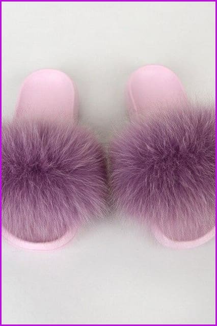 {5-7 days wait for make} Pink Sole Normal Fluffy Fur Slides Mix Style F576 - Furdela