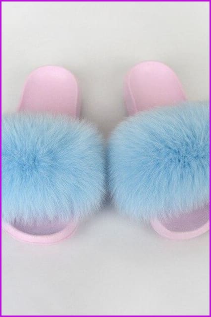 {5-7 days wait for make} Pink Sole Normal Fluffy Fur Slides Mix Style F576 - Furdela