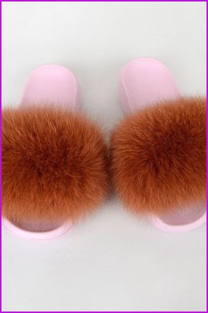 {5-7 days wait for make} Pink Sole Normal Fluffy Fur Slides Mix Style F576 - Furdela