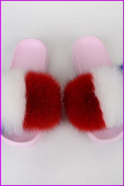 {5-7 days wait for make} Pink Sole Normal Fluffy Fur Slides Mix Style F576 - Furdela