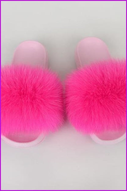 {5-7 days wait for make} Pink Sole Normal Fluffy Fur Slides Mix Style F576 - Furdela