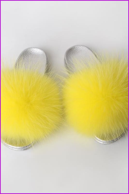 {5-7 days wait for make} Silver Sole Fluffy Fur Slides F956 - Furdela