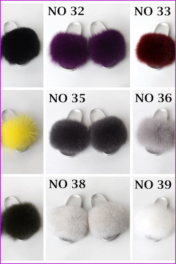 {5-7 days wait for make} Silver Sole Fluffy Fur Slides F956 - Furdela