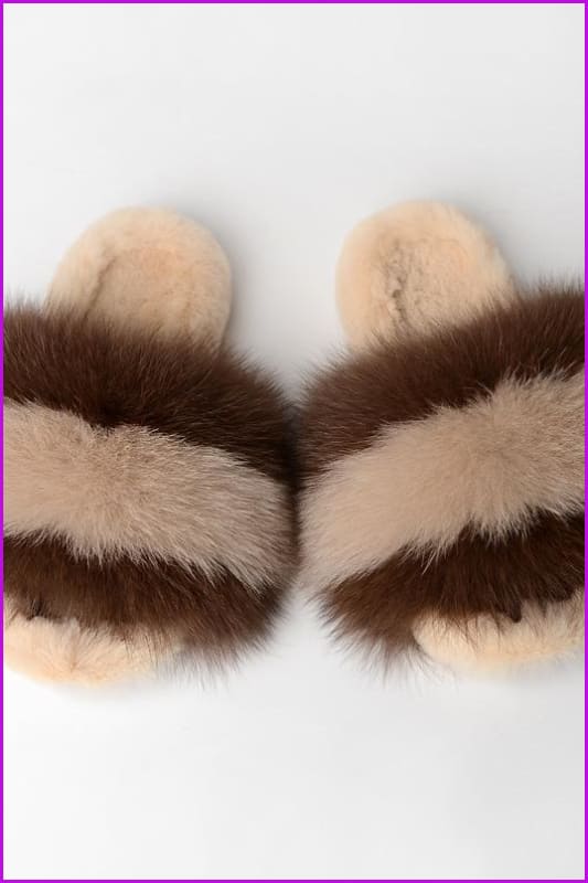 {5-7 days wait for make} Warm Winter Super Fluffy Fur Slides F1249 - Furdela