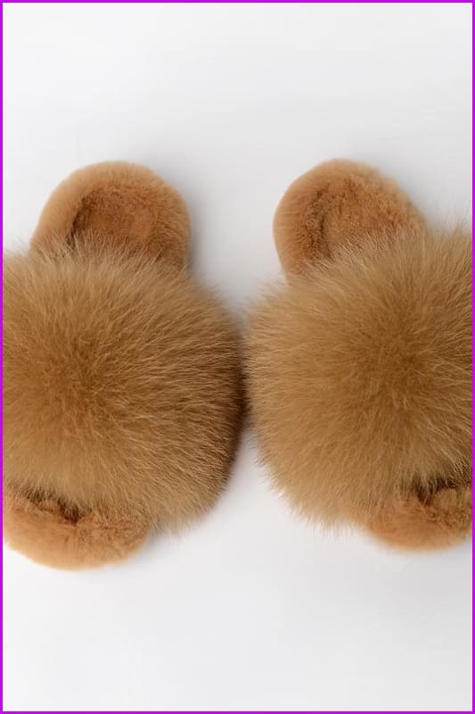 {5-7 days wait for make} Warm Winter Super Fluffy Fur Slides F1249 - Furdela