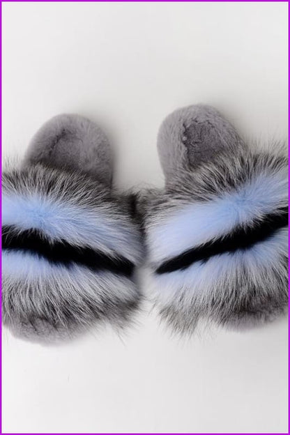 {5-7 days wait for make} Warm Winter Super Fluffy Fur Slides F1249 - Furdela