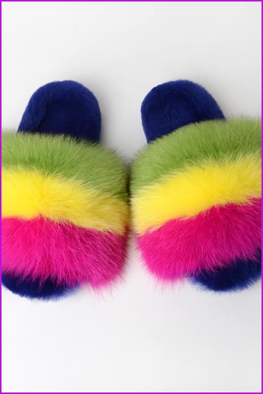 {5-7 days wait for make} Warm Winter Super Fluffy Fur Slides F1249 - Furdela