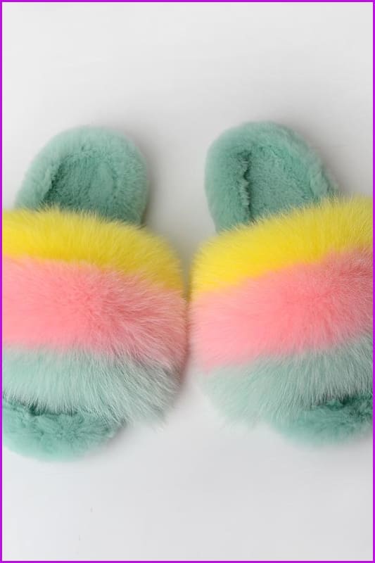 {5-7 days wait for make} Warm Winter Super Fluffy Fur Slides F1249 - Furdela