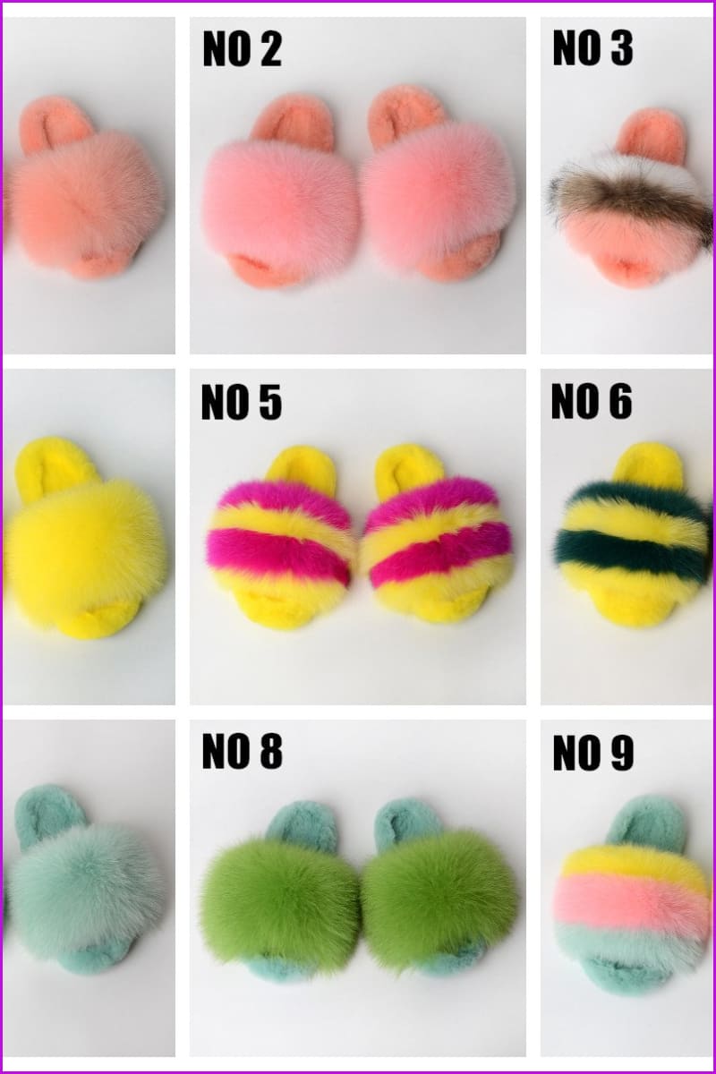 {5-7 days wait for make} Warm Winter Super Fluffy Fur Slides F1249 - Furdela