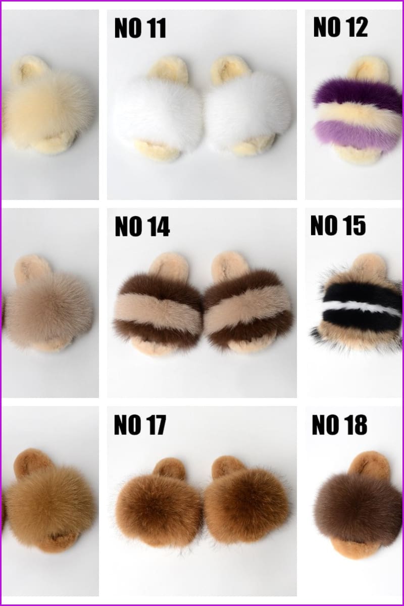 {5-7 days wait for make} Warm Winter Super Fluffy Fur Slides F1249 - Furdela