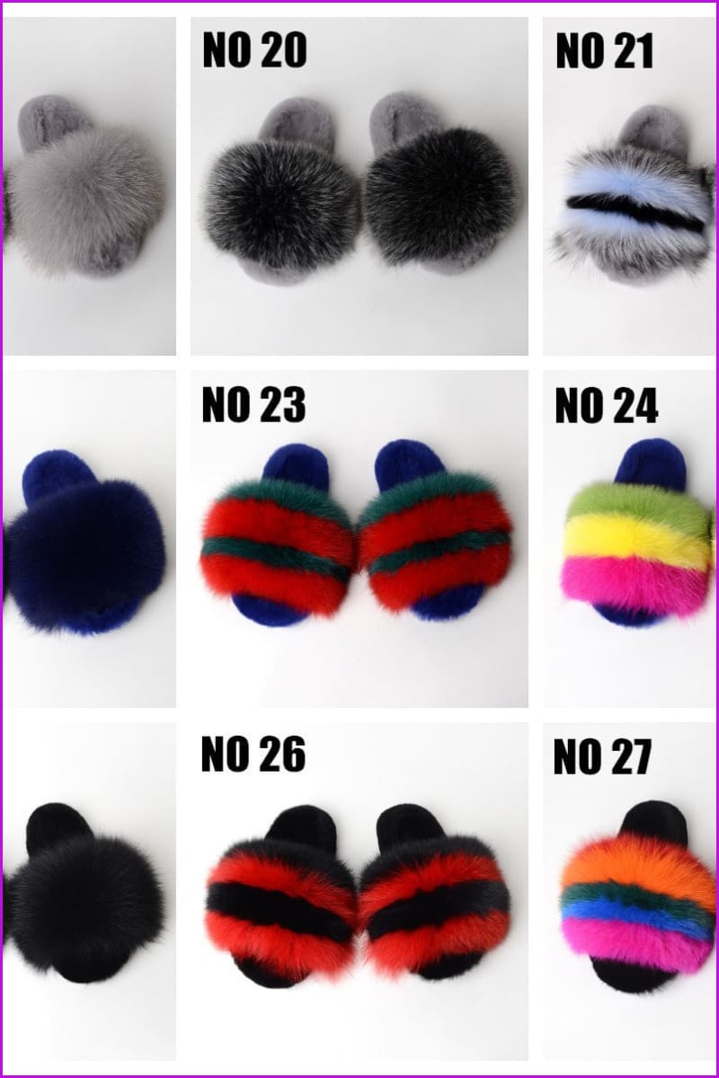 {5-7 days wait for make} Warm Winter Super Fluffy Fur Slides F1249 - Furdela