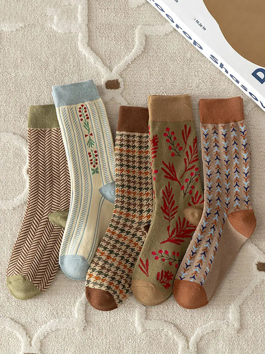 5 Pairs Women Vintage Warm Socks Ada Fashion