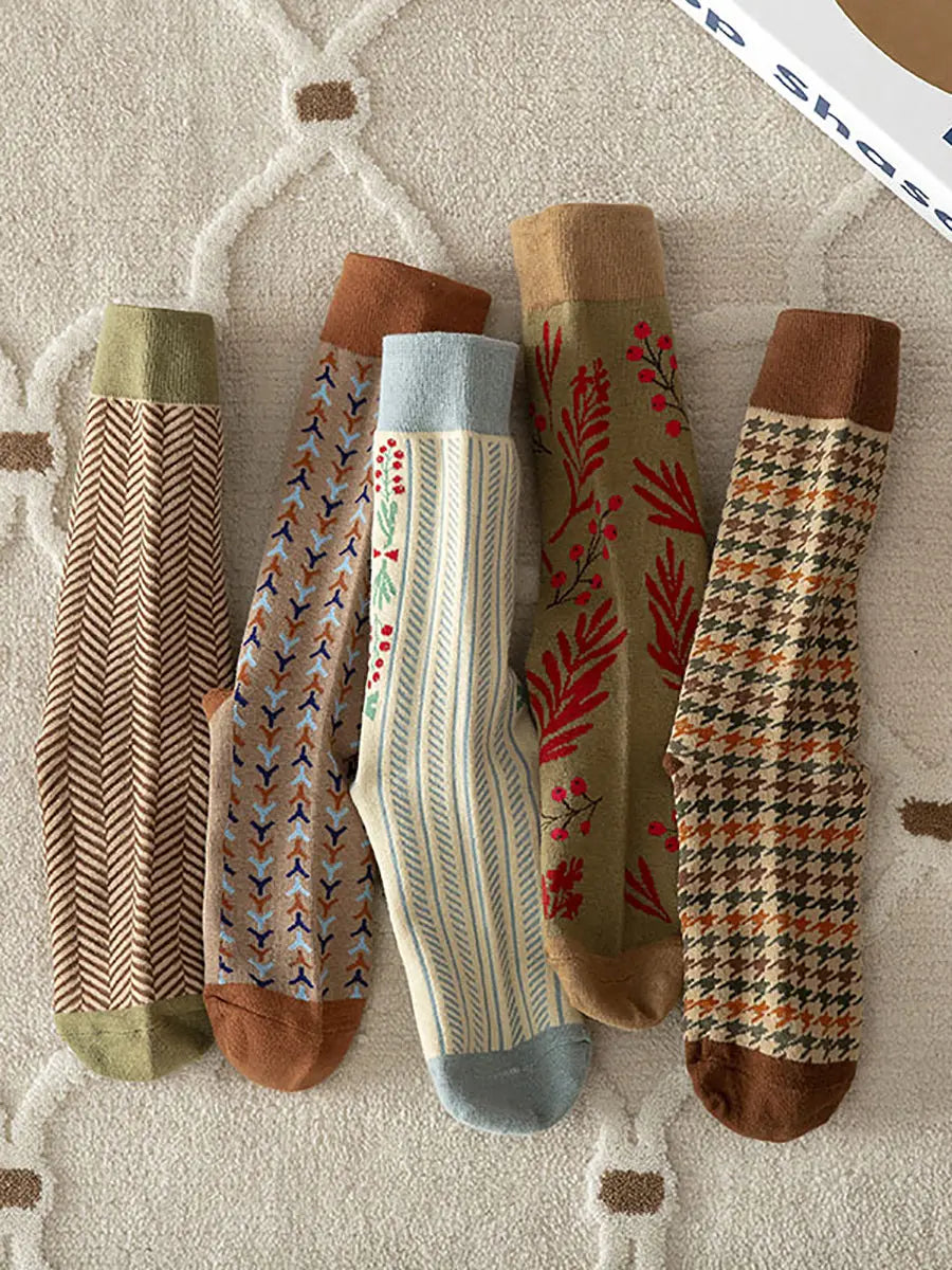5 Pairs Women Vintage Warm Socks Ada Fashion