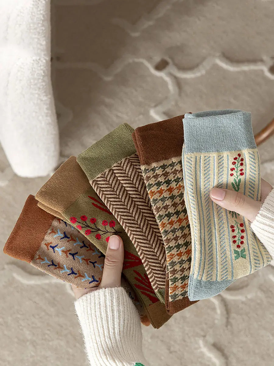 5 Pairs Women Vintage Warm Socks Ada Fashion