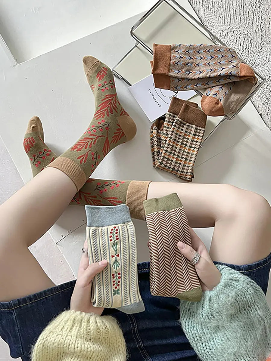 5 Pairs Women Vintage Warm Socks Ada Fashion