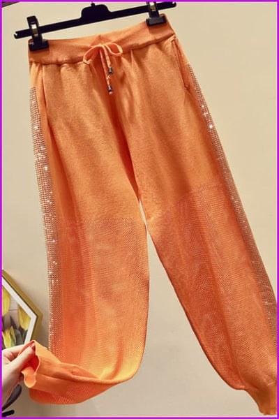 5 Colors Black White Orange Green Yellow Bling Pants F131 - Furdela