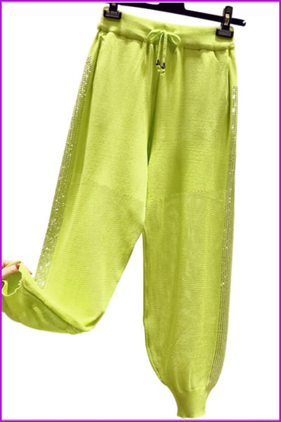 5 Colors Black White Orange Green Yellow Bling Pants F131 - Furdela