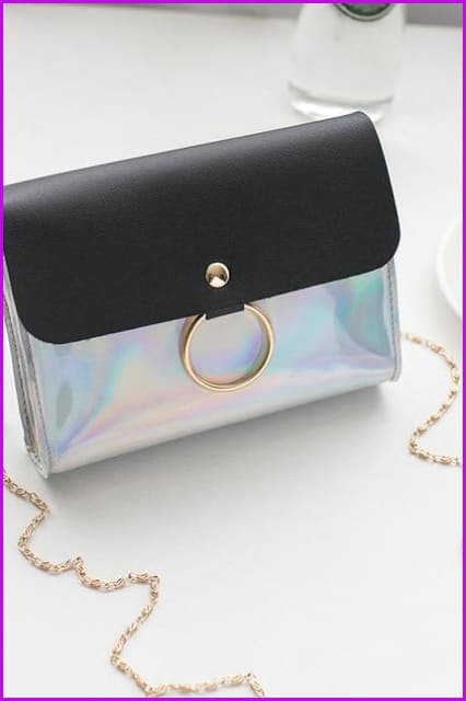 5 Colors Hologram Chain Cross Body Bag F679 - Furdela