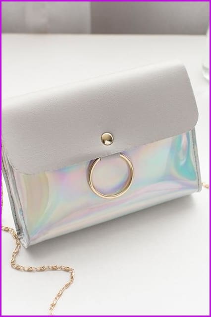 5 Colors Hologram Chain Cross Body Bag F679 - Furdela