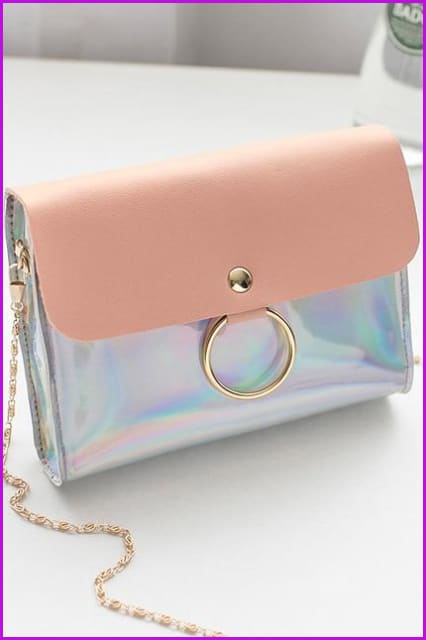 5 Colors Hologram Chain Cross Body Bag F679 - Furdela