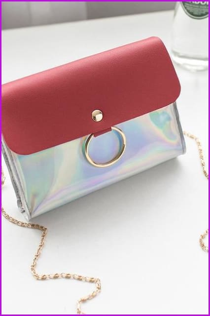 5 Colors Hologram Chain Cross Body Bag F679 - Furdela