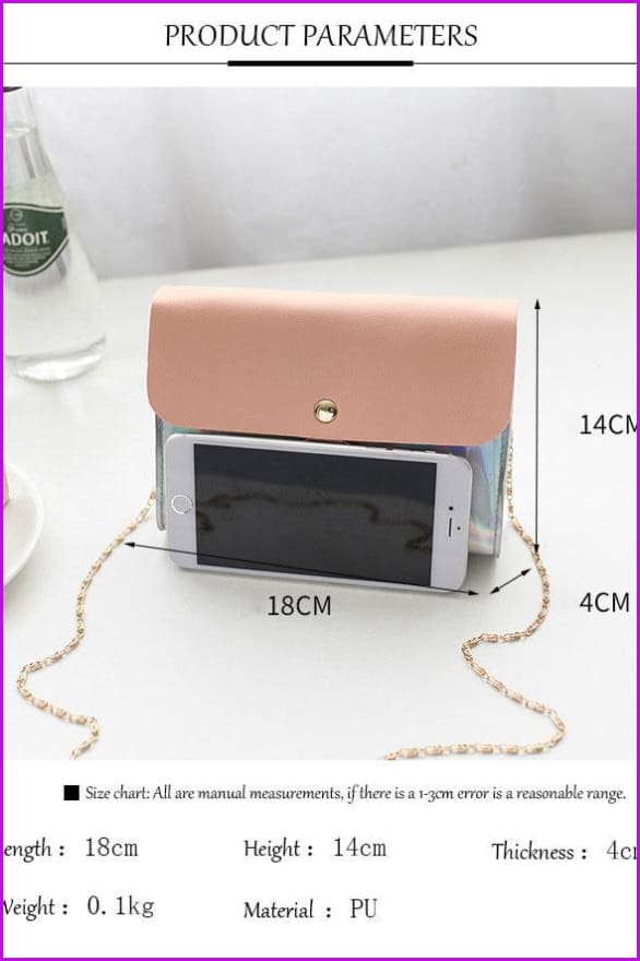 5 Colors Hologram Chain Cross Body Bag F679 - Furdela