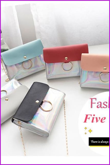 5 Colors Hologram Chain Cross Body Bag F679 - Furdela