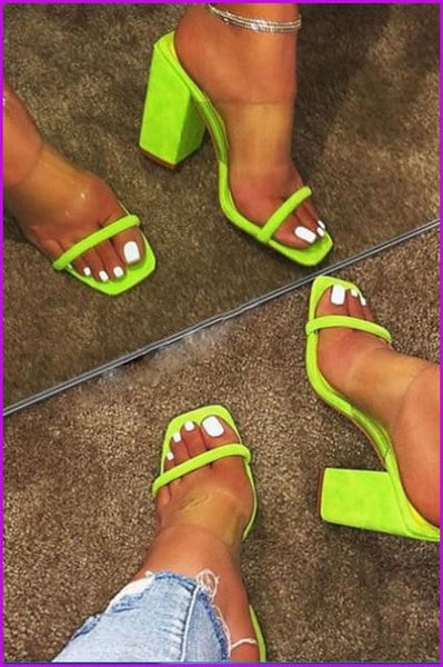 5 Colors Transparent Candy Ladies High Heel Slippers F103 - Furdela