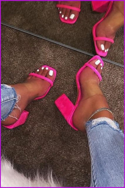 5 Colors Transparent Candy Ladies High Heel Slippers F103 - Furdela