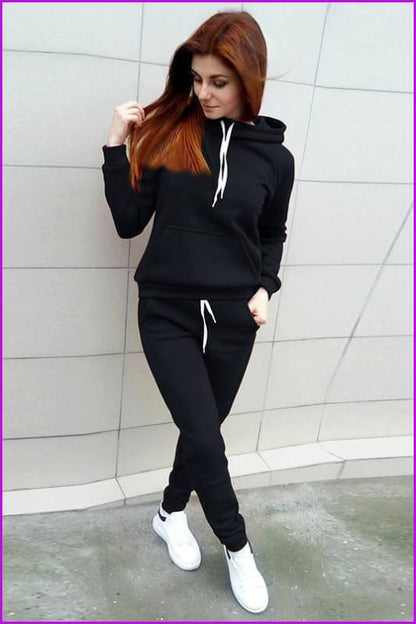 5 Colors Two Piece Hooded Sweatshirt Sets F243 - Furdela