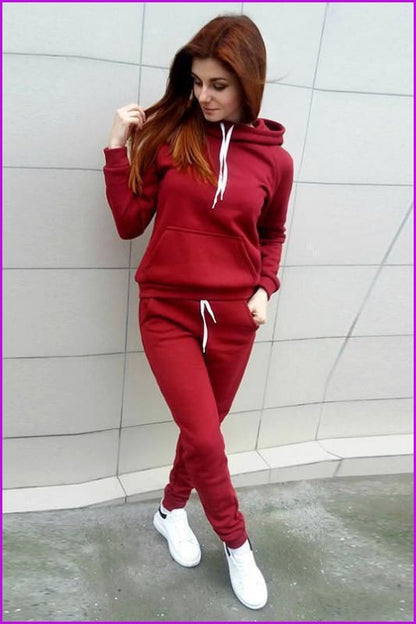5 Colors Two Piece Hooded Sweatshirt Sets F243 - Furdela