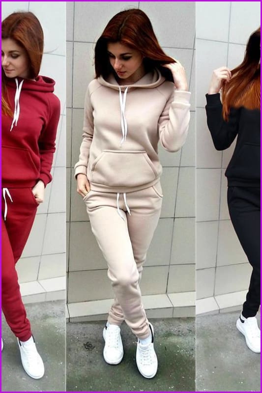 5 Colors Two Piece Hooded Sweatshirt Sets F243 - Furdela