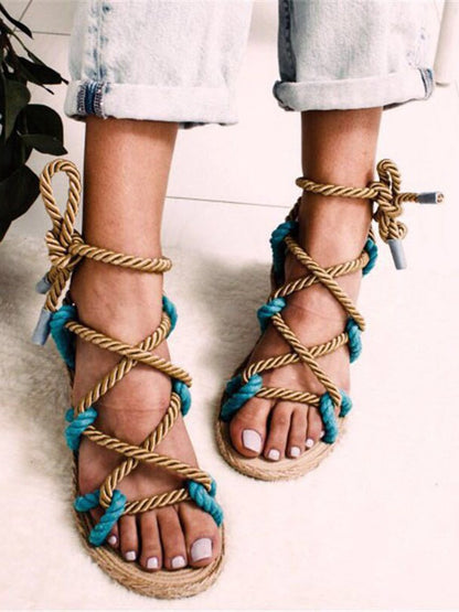 Vintage Rope Ankle Strap Sandals F3972