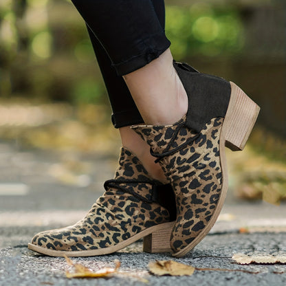 Women's Leopard Print Ankle Boots TJ8741 Furdela