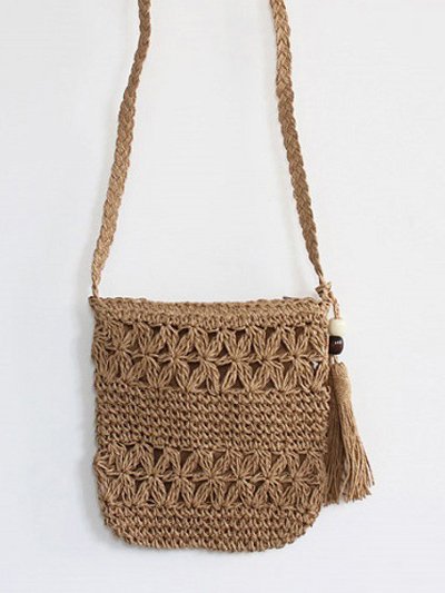 Ethnic Casual Straw Messenger Bag Vacation Beach cc49