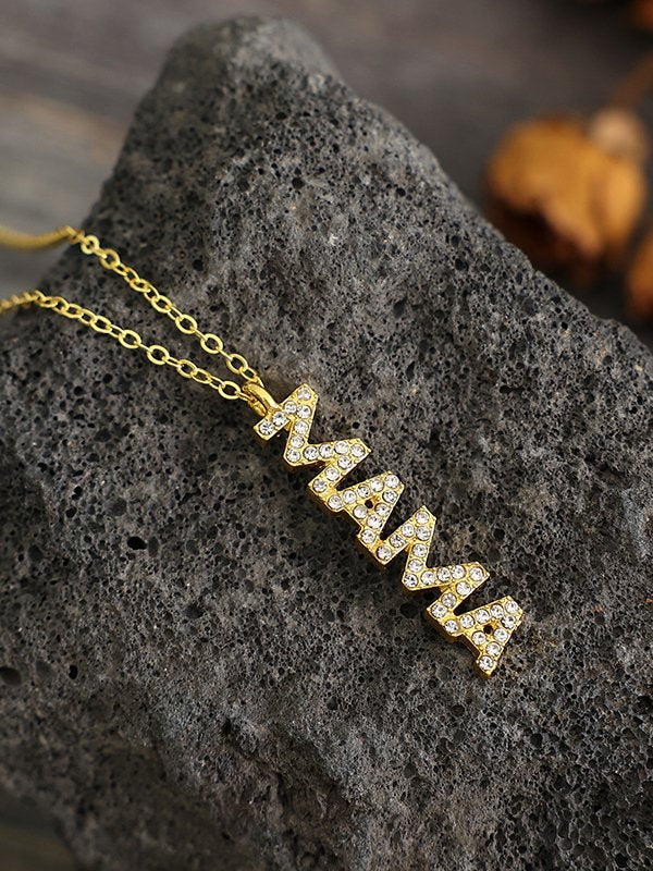 Casual MAMA Letter Diamond Necklace Mother's Day Thanksgiving Gift CC2