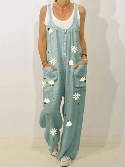 Casual vintage printed jumpsuit FE10016