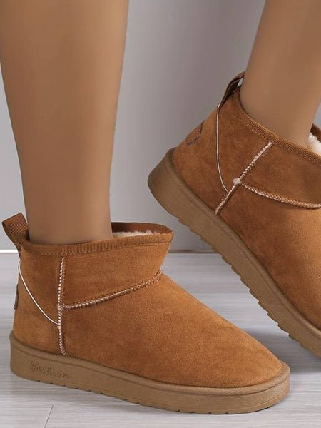 Round Toe Plush Booties BO5060 Furdela