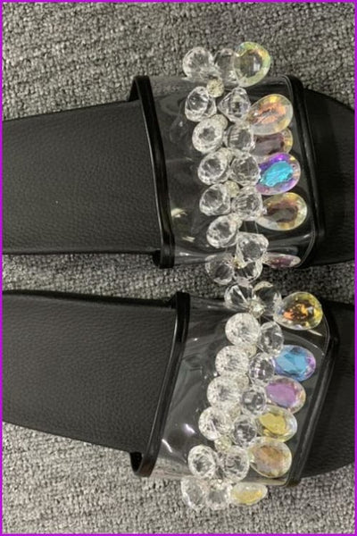 6 Colors Summer Crystal Flat Slippers F065 - Furdela