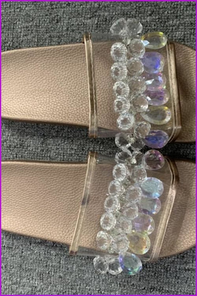 6 Colors Summer Crystal Flat Slippers F065 - Furdela