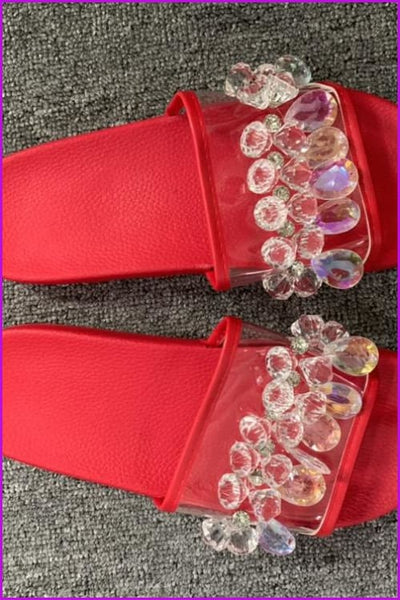 6 Colors Summer Crystal Flat Slippers F065 - Furdela