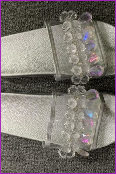 6 Colors Summer Crystal Flat Slippers F065 - Furdela