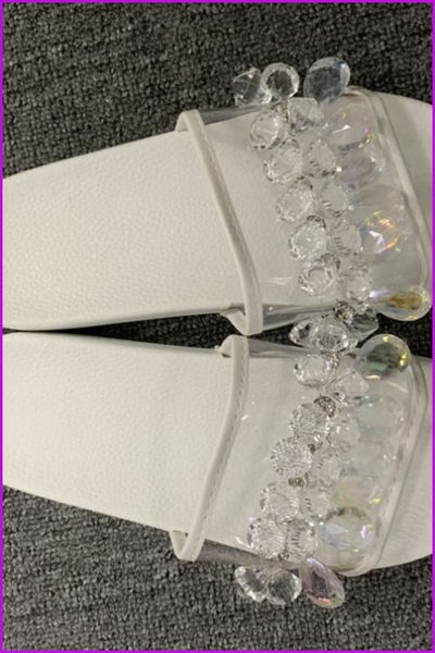 6 Colors Summer Crystal Flat Slippers F065 - Furdela