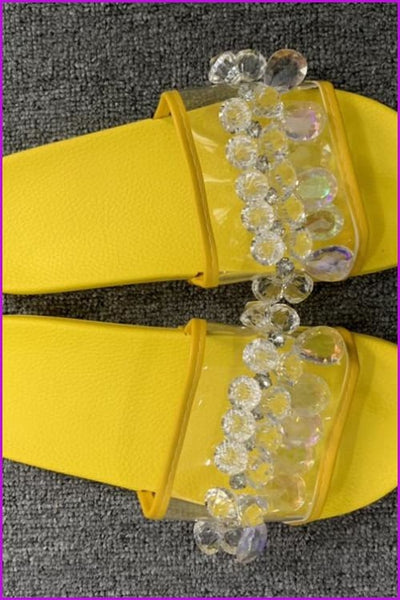 6 Colors Summer Crystal Flat Slippers F065 - Furdela