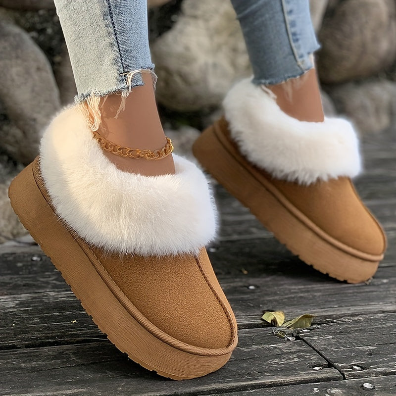 Fall Aesthetic Thermal Plush Lined Furry Snow Boots RG6710 Furdela