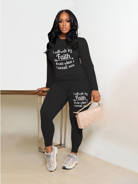 Letter Print Casual Two-piece Set TF8521 Furdela