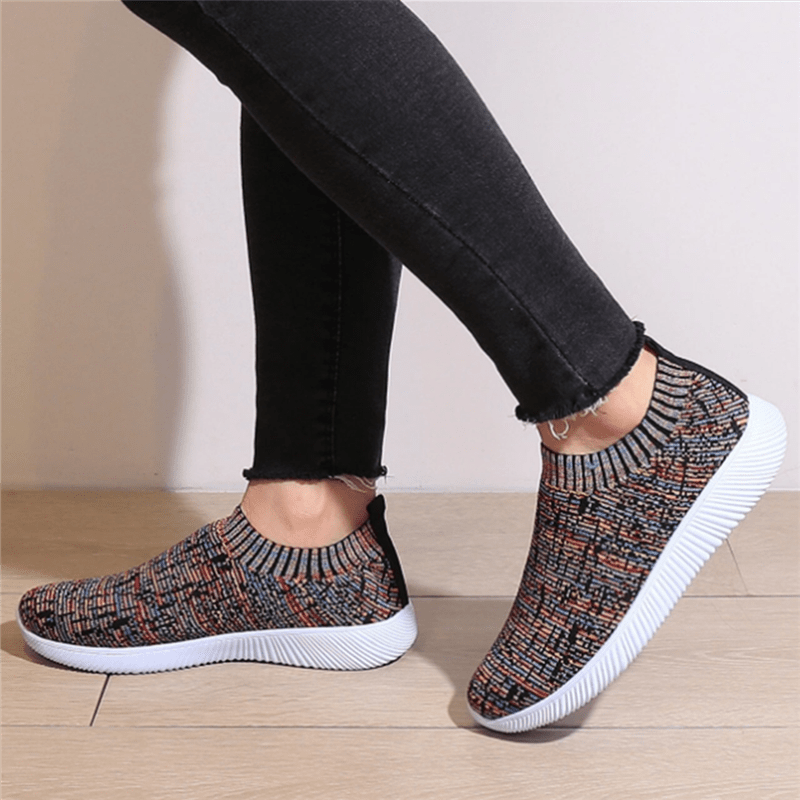 Women's Knit Sock Sneakers, Casual Comfortable Slip On Walking Running Shoes, Low Top Sports Shoes SE1011