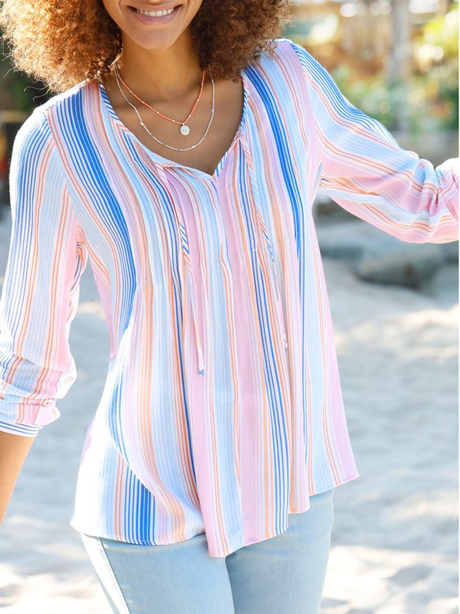 Striped Boho Blouse QMN36