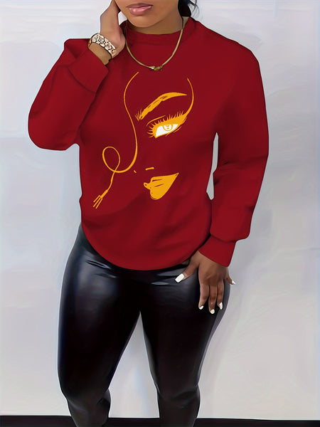 Graphic Print Pullover Sweatshirt FG3549 Furdela